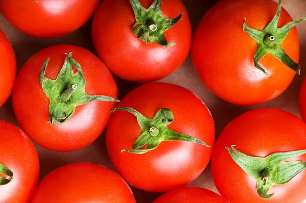 Kırmızı domates, market standında düzenlenen — Stok fotoğraf