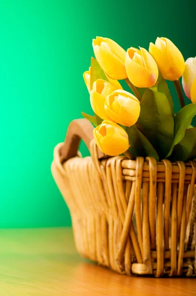 stock image Bouquet of colorful tulips on the table