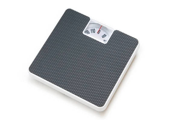 体重秤上白色隔离与节食的概念 — 图库照片
