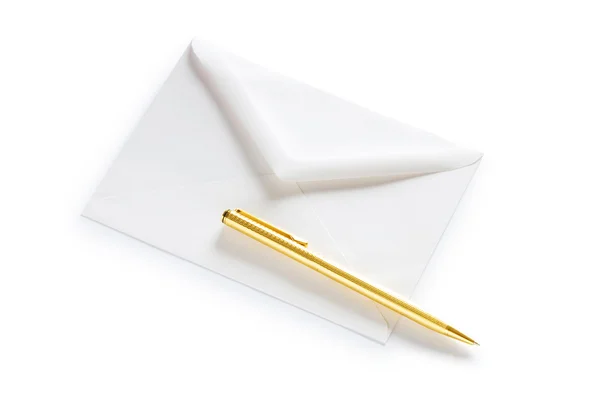 Концепція пошти з конвертом ізольовано на білому — стокове фото