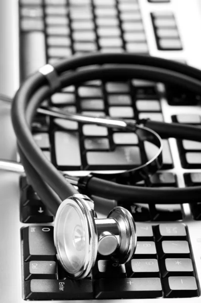 Stetoskop Klawiatury Ilustrujące Pojęcie Bezpieczeństwa Cyfrowy — Zdjęcie stockowe