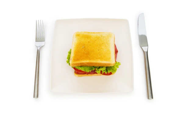 흰색 배경에 고립 된 맛 있는 샌드위치 — 스톡 사진