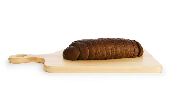 Pan y tabla de cortar aislados en blanco — Foto de Stock