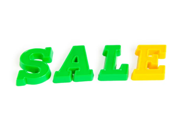 Word Sale Made Plastic Letters — Stock Photo, Image