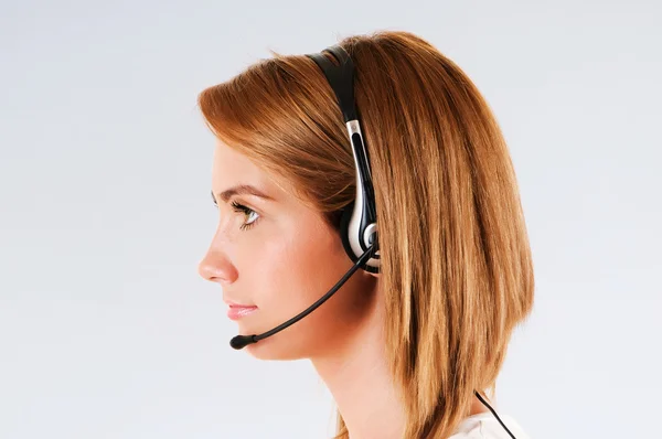 Young call center operator with the headset — Stock Photo, Image