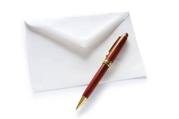 Concept de courrier avec enveloppe isolée sur le blanc Images De Stock Libres De Droits
