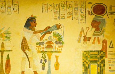 Egyptian concept with paintings on the wall clipart