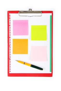 Open binder with reminder notes and blank page clipart