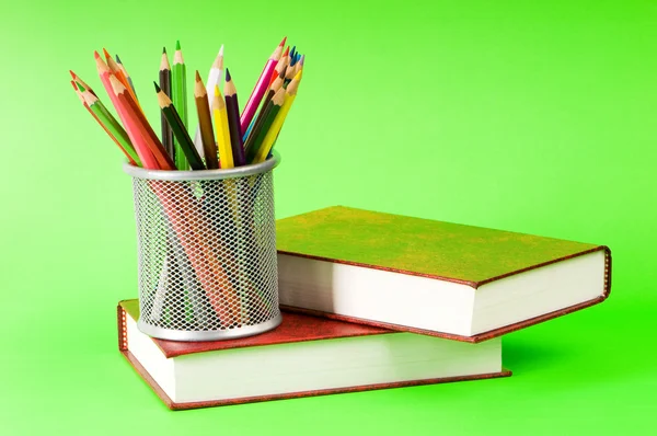 Concepto Regreso Escuela Con Libros Lápices —  Fotos de Stock