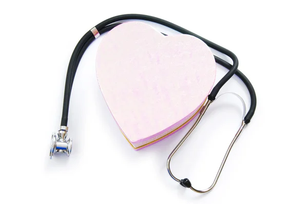 Stethoscope Gift Box Isolated White — Stock Photo, Image