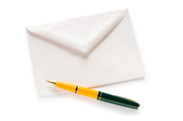 Conceito Correio Com Envelope Isolado Branco — Fotografia de Stock