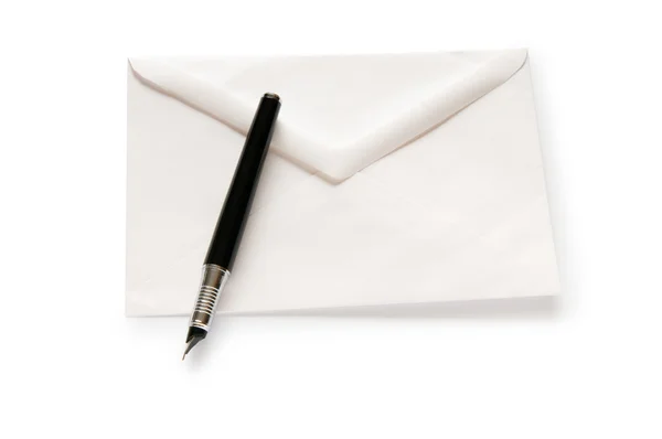 Mail concept met geïsoleerd op de witte envelop — Stockfoto