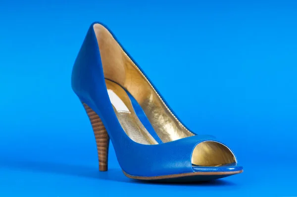 Yüksek Topuklu Ayakkabılarla Mavi Kadın Moda Kavramı — Stok fotoğraf
