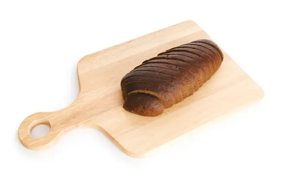Chleb i deska do krojenia na białym tle — Zdjęcie stockowe