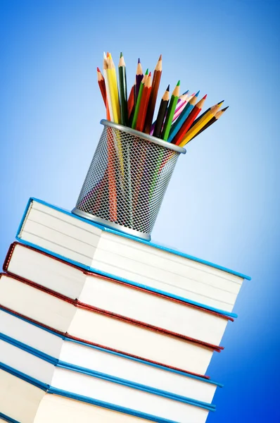 Concepto Regreso Escuela Con Libros Lápices —  Fotos de Stock