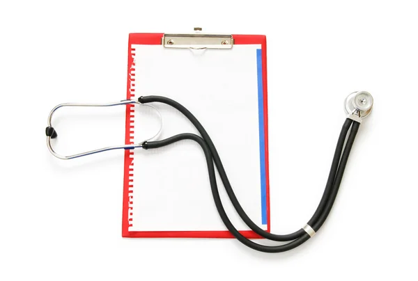 Stetoskop na pořadače, izolované na bílém — Stock fotografie
