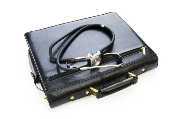 Dava Üzerinde Beyaz Izole Stetoskop — Stok fotoğraf