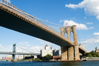New York 'taki Brooklyn Köprüsü Aydınlık bir yaz gününde