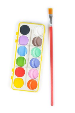 Art concept with painters palette and paint brush clipart