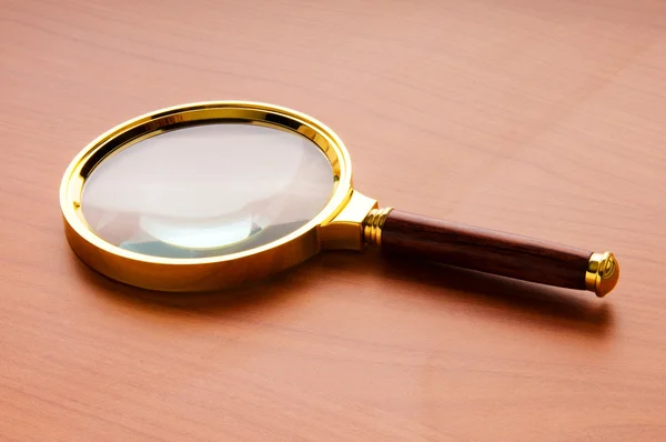 Magnifying Glass Wooden Handle Flat Surface — Stock Photo, Image