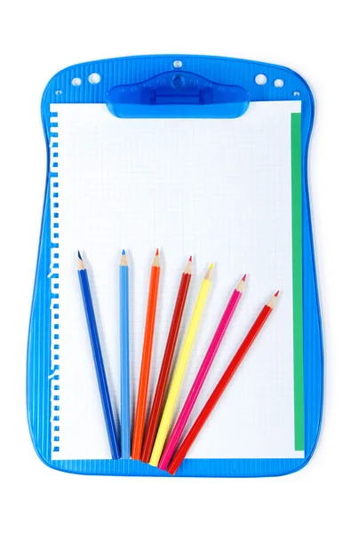 Binder and pencils isolated on the background — Stock Photo, Image