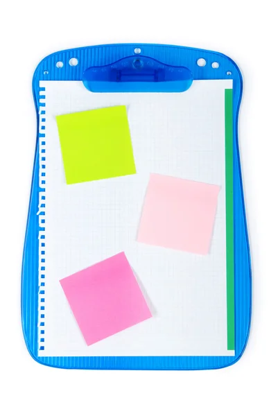 Open binder with reminder notes and blank page — Stock Photo, Image