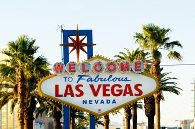 Famous Las Vegas sign on bright sunny day clipart