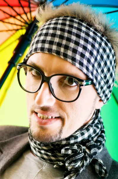 Mannen Med Glasögon Studio Fotografering — Stockfoto
