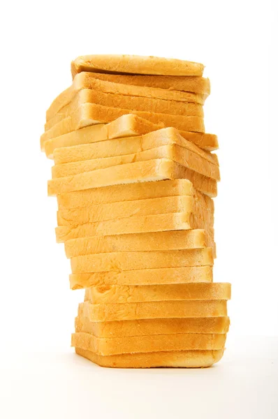 Plátky Chleba Izolovaných Bílém Pozadí — Stock fotografie