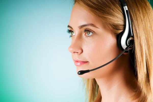 Young Call Center Operator Headset — Stock Photo, Image