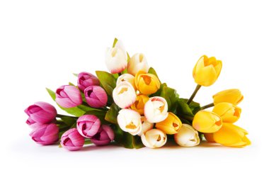 Bouquet of colorful tulips on the table clipart