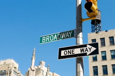 Famous broadway street signs in downtown New York clipart