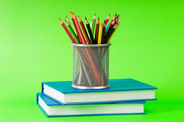 Back to school concept with books and pencils — Stock Photo, Image