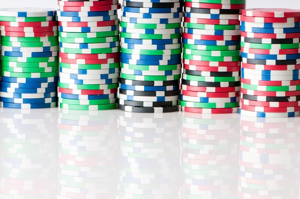 Pilha Várias Fichas Casino Conceito Jogo — Fotografia de Stock
