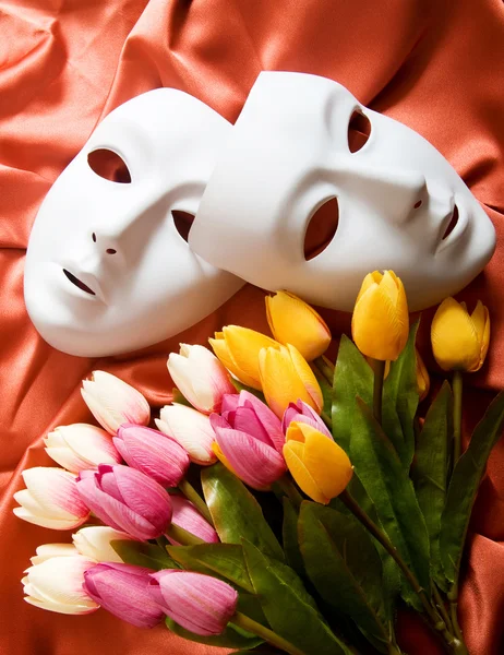 stock image Theatre concept with the white plastic masks