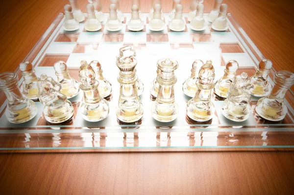 Sada Šachové Figury Hrací Desce — Stock fotografie