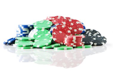 Stack of various casino chips - gambling concept clipart