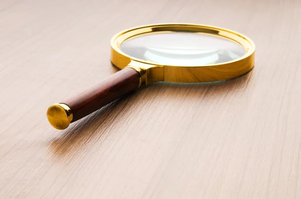 Magnifying Glass Wooden Handle Flat Surface — Stock Photo, Image