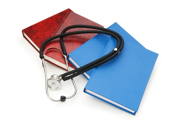 Koncepcja kształcenia medycznego z książki i stetoskop — Zdjęcie stockowe