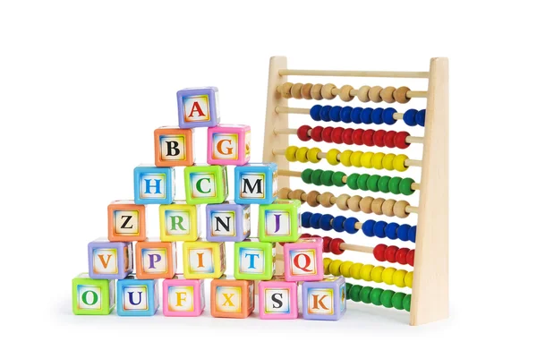 Alphabet Blocks Abacus Isolated White — Stock Photo, Image