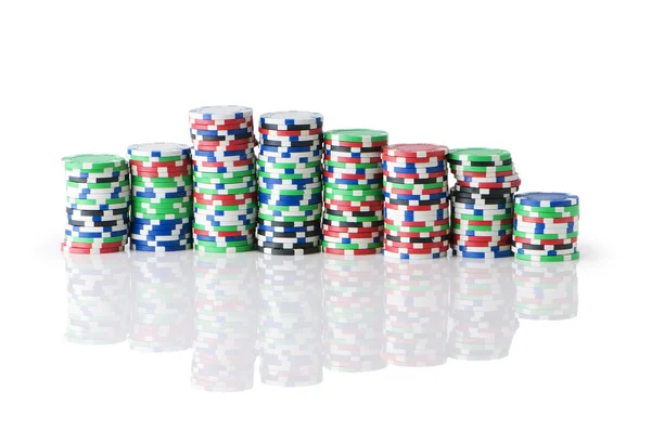 Pilha Várias Fichas Casino Conceito Jogo — Fotografia de Stock