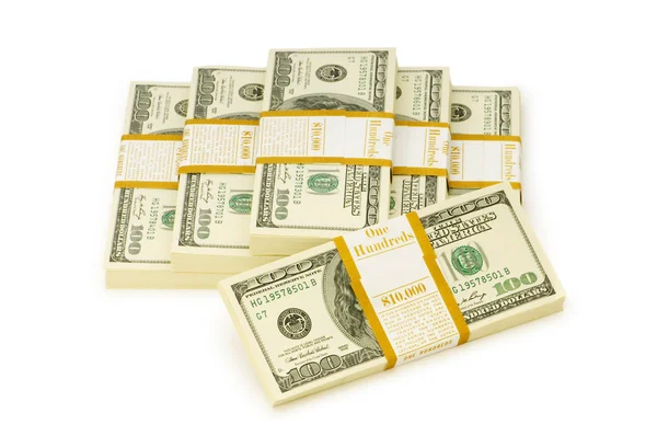 Montón Dólares Aislados Blanco — Foto de Stock