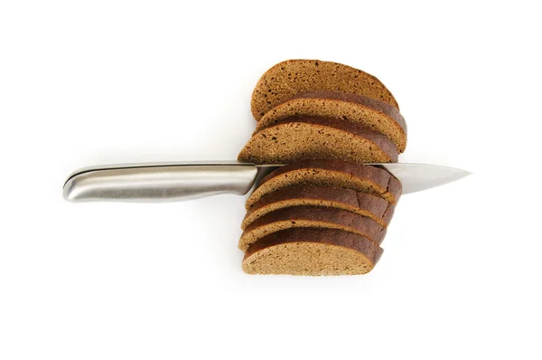 Pane e tagliere isolati su bianco — Foto Stock