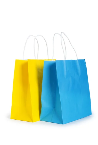 Sacos de compras isolados no fundo branco — Fotografia de Stock