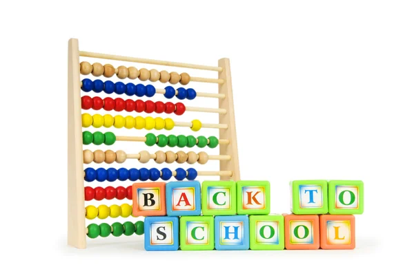 Alfabet Blokken Abacus Geïsoleerd Wit — Stockfoto
