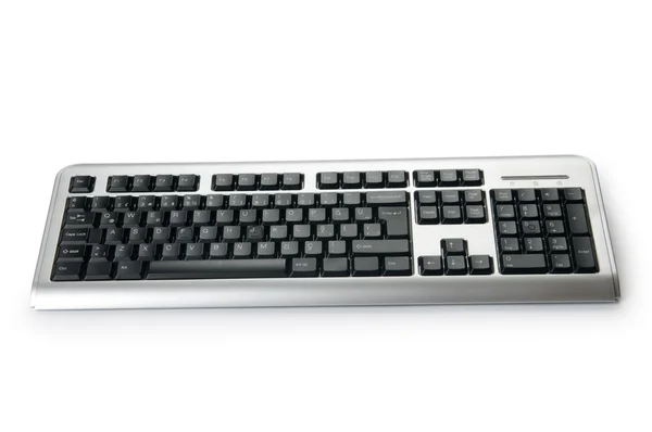 白い背景に隔離された銀のキーボード — ストック写真
