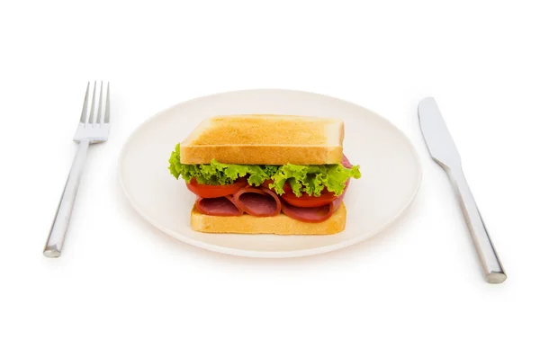 Ízletes szendvicseket elszigetelt fehér background — Stock Fotó