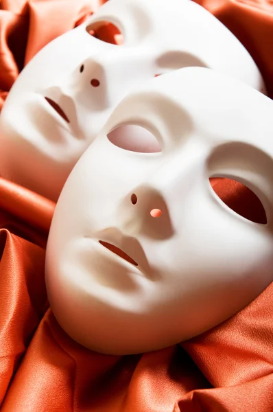 Conceito Teatro Com Máscaras Plástico Branco — Fotografia de Stock
