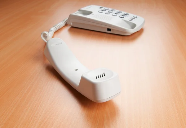 Teléfono Oficina Blanco Superficie Plana — Foto de Stock