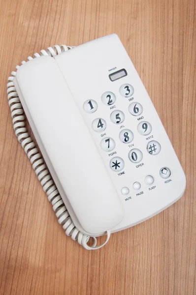 White Office Phone Flat Surface — Stock Photo, Image